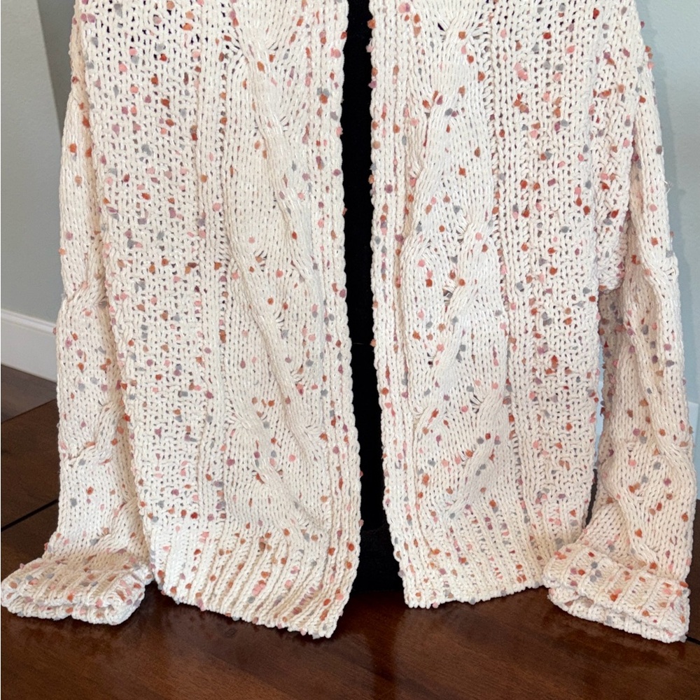 moon & madison Cream and Rust Speckled Cardigan
